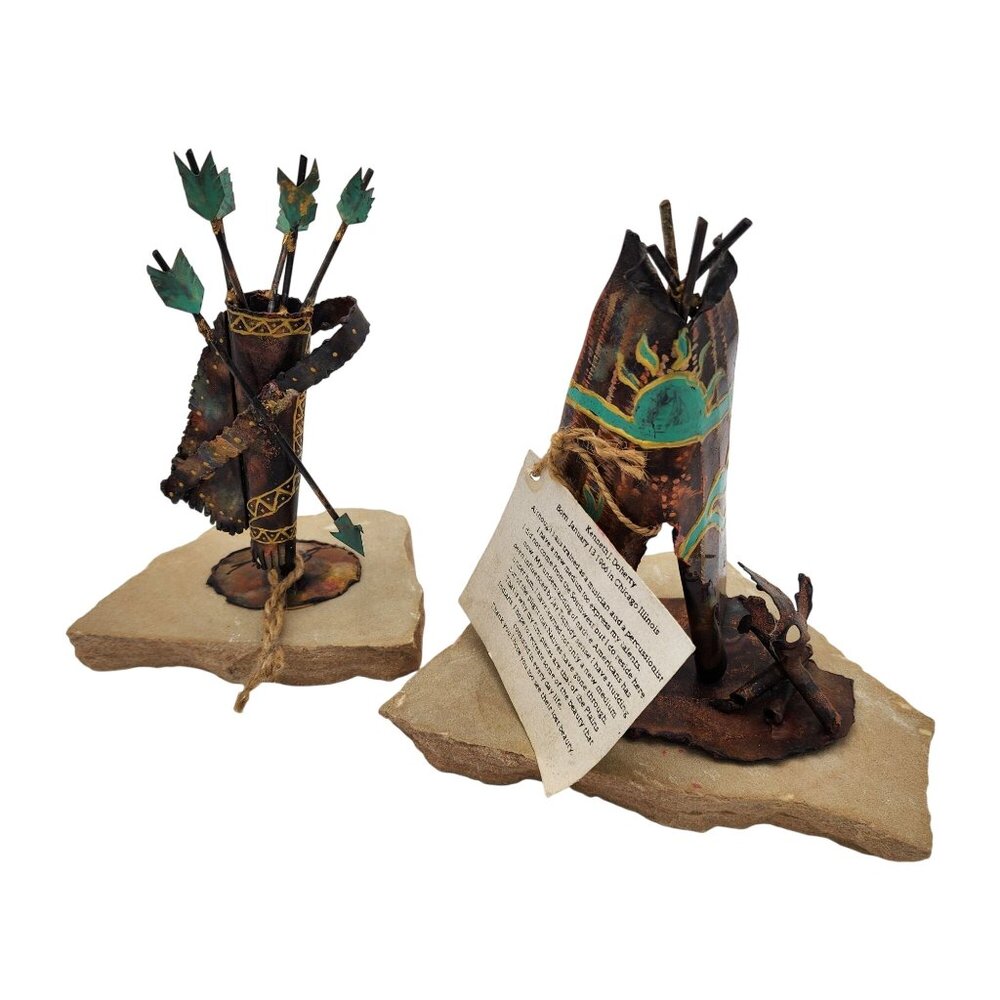 Pair of Vintage Kenneth Doherty Native American Sculptures